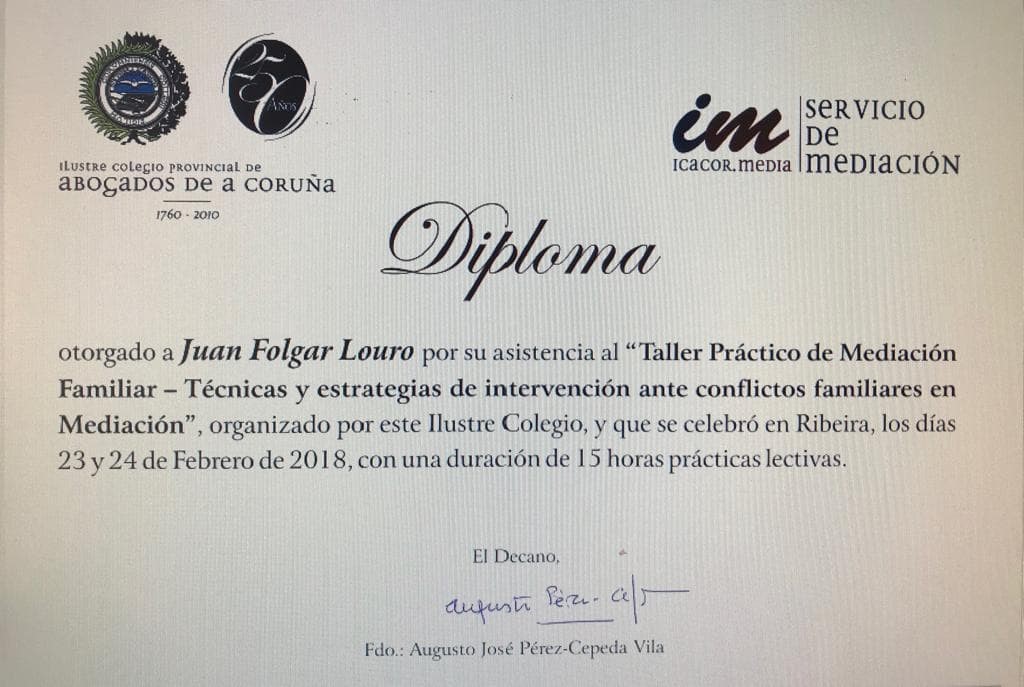 DIPLOMA MEDIACIÓN FAMILIA