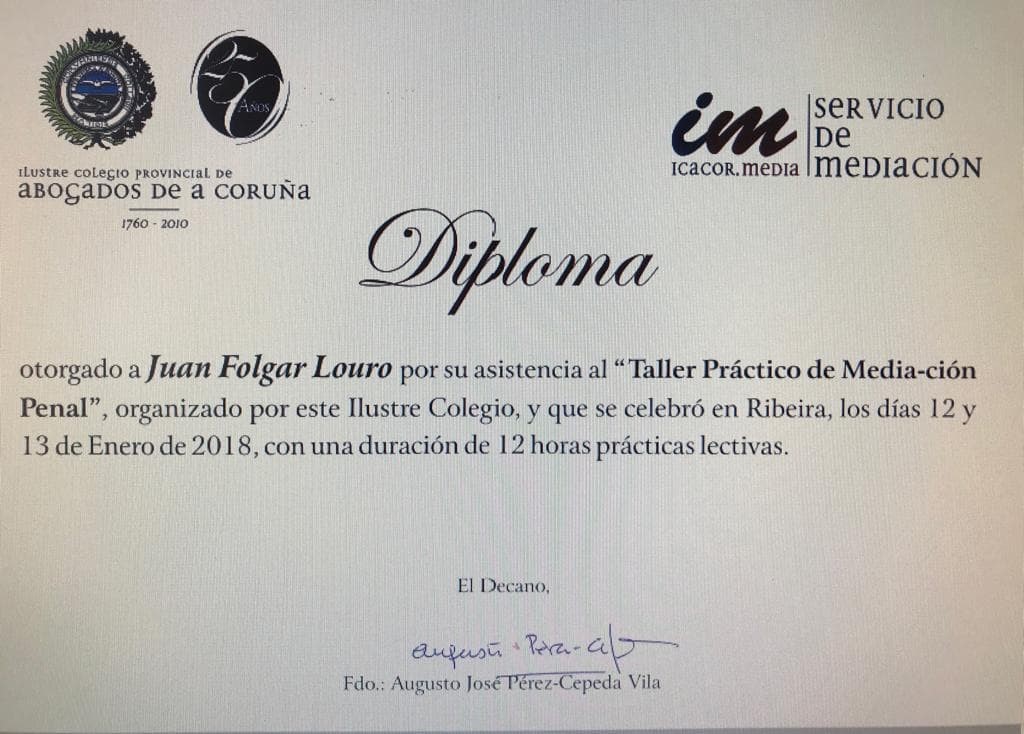 DIPLOMA MEDIACIÓN PENAL